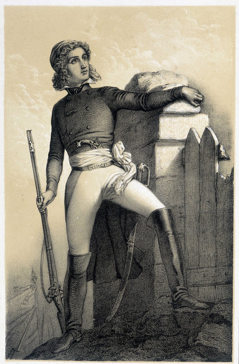 Portrett av Henri du Vergier, greve av La Rochejaquelein (eller Verger de La Rochejacquelein) (1772-1794) - i "Galerie historique de la Revolution francaise" av Albert Maurin av French School