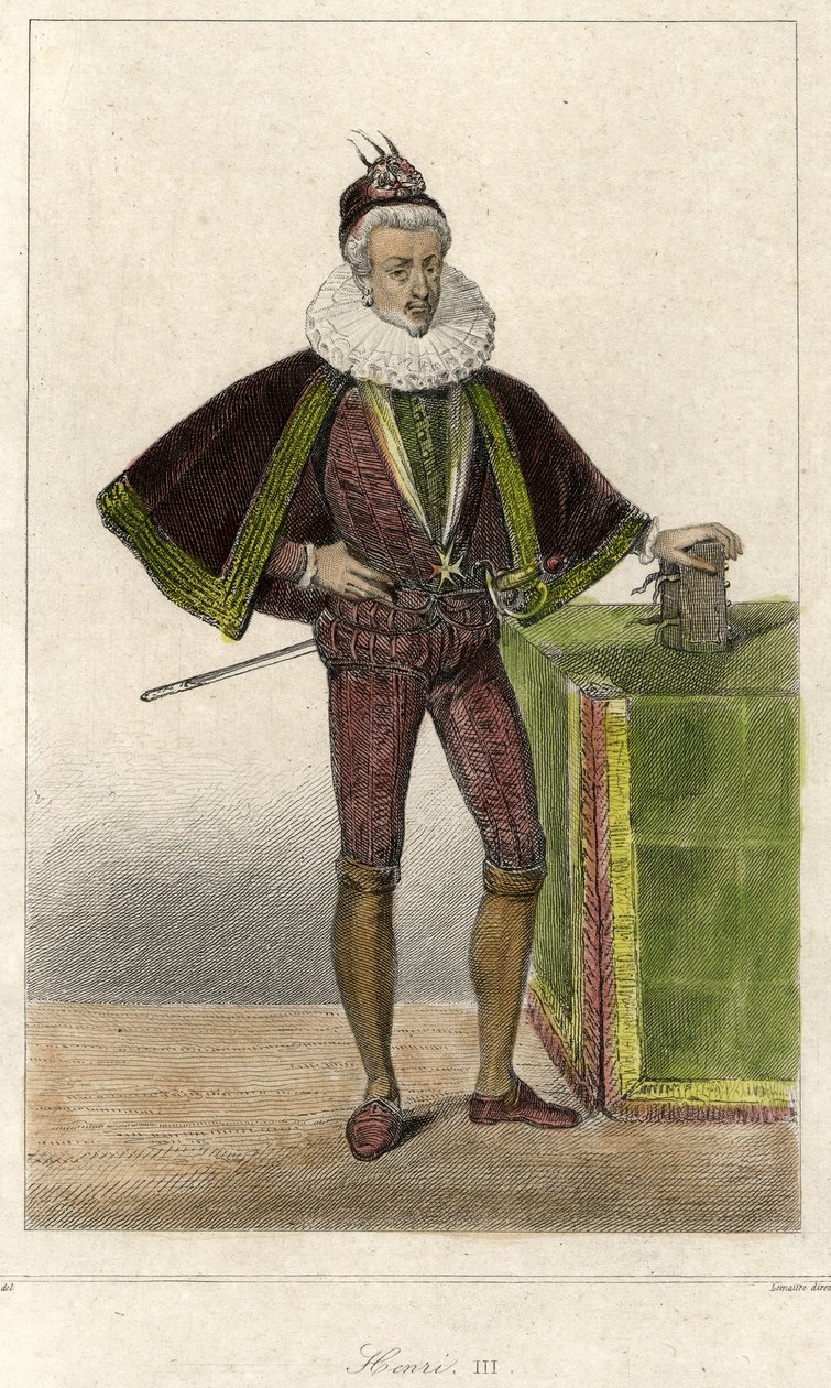 Portrett av Henrik III (1551 - 1589), konge av Frankrike. av French School