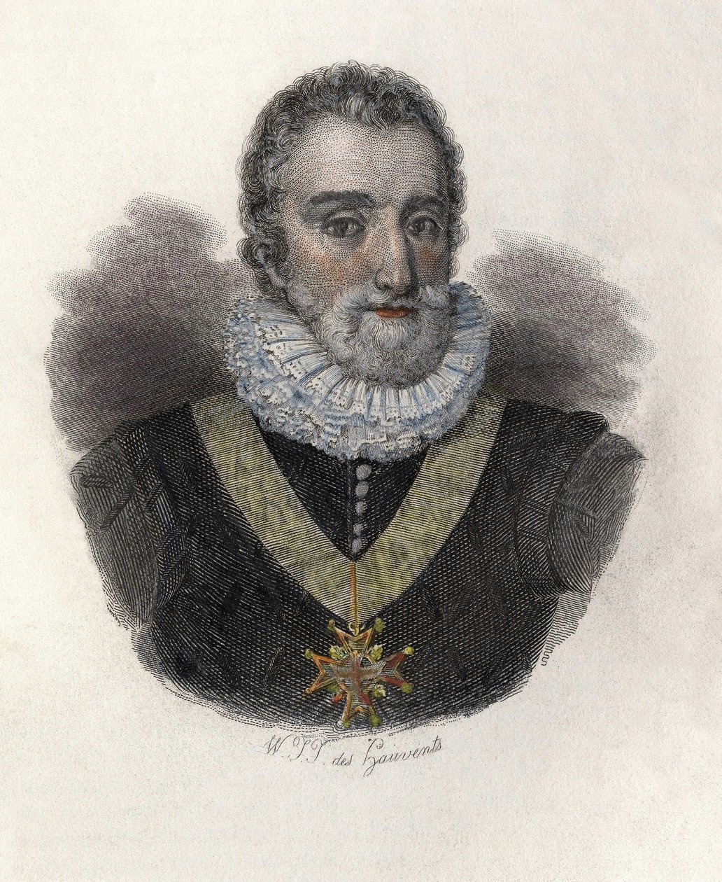 Portrett av Henrik IV (1553-1610), konge av Frankrike (1589-1610) og Navarre (1572-1610). I "" Portretter av nyttige menn"" av French School