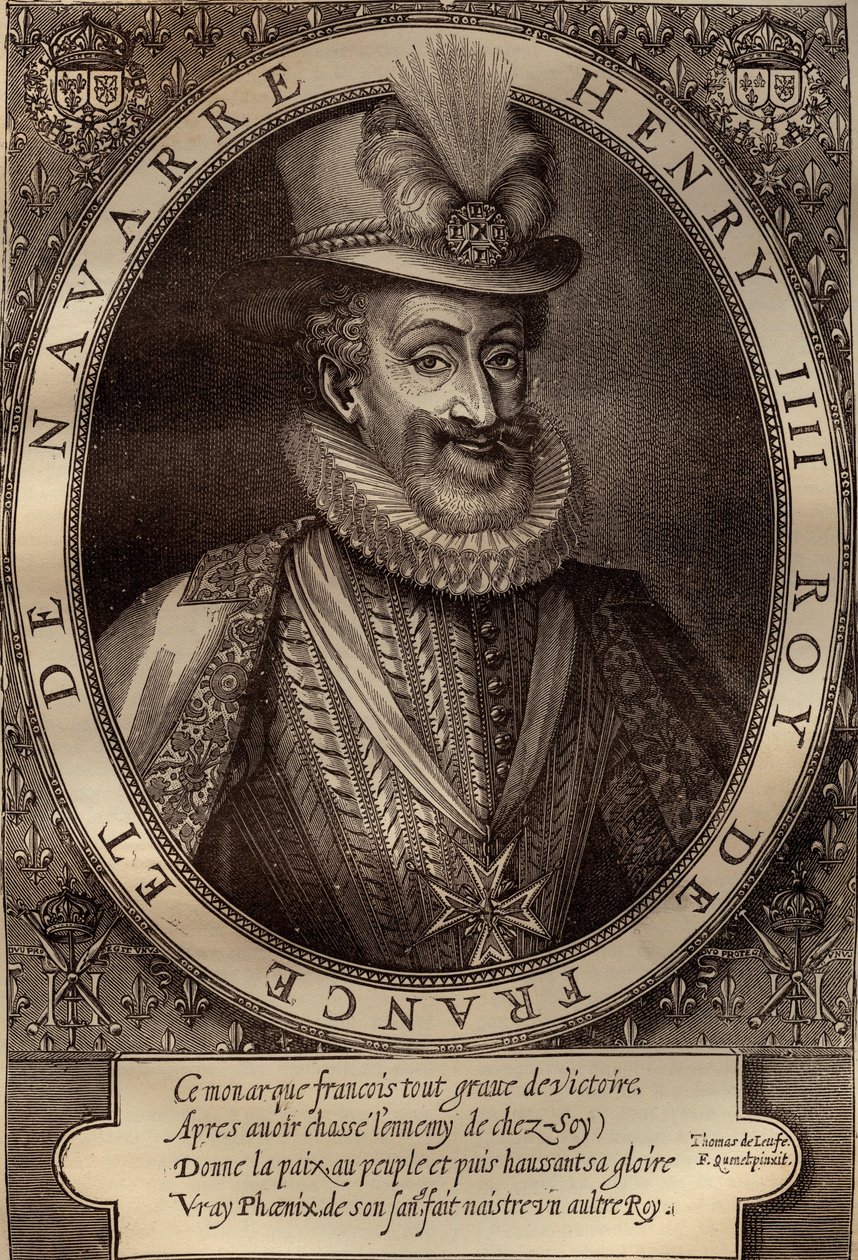 Portrett av Henrik IV (1553-1610) Konge av Frankrike - Portrett av Henrik IV (1553-1610) Konge av Frankrike - gravering 1600-tallet av French School