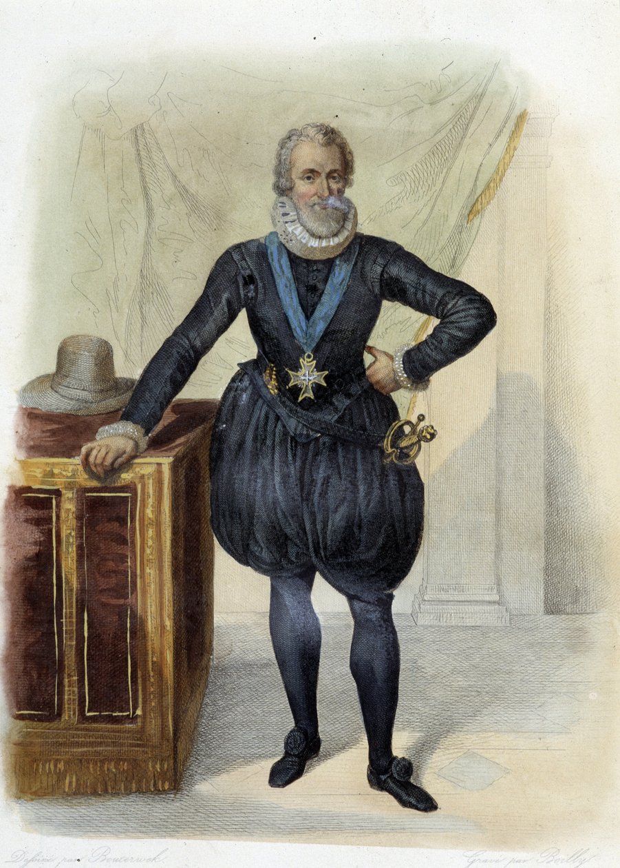 Portrett av Henrik IV, konge av Frankrike (1553-1610) - i "" Le Plutarque francais"", Ed. Mennechet av French School