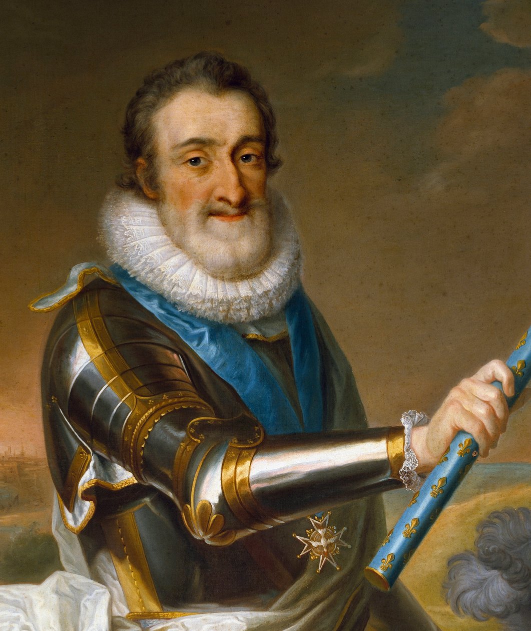 Portrett av Henry IV av Frankrike, i rustning, detalj av French School