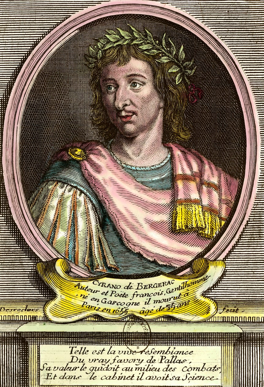 Portrett av Hercules Savinien av Cyrano de Bergerac (1619 - 1655) fransk forfatter. av French School