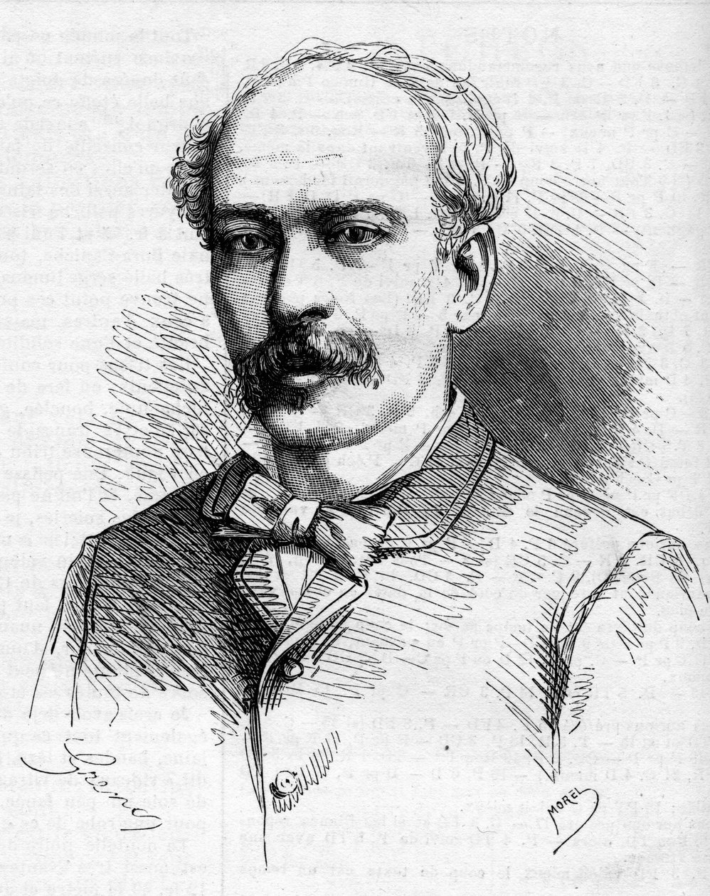 Portrett av Hermenegildo Capelo (1841-1917), portugisisk oppdagelsesreisende. Gravering i ""The Illustrous World"" av French School