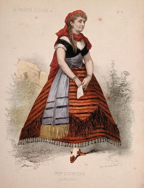Portrett av Hortense Schneider (1833-1920) i rollen som La Perichole i operetten med samme navn av Jacques Offenbach (1819-90) illustrasjon fra 