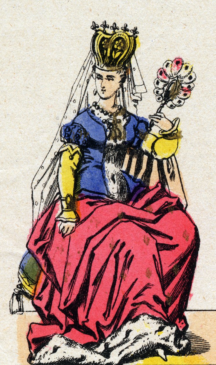 Portrett av Isabeau (Isabelle, Elisabeth) de Baviere (1371-1435), kone til Charles VI av Frankrike. (Kapetisk dynasti). av French School