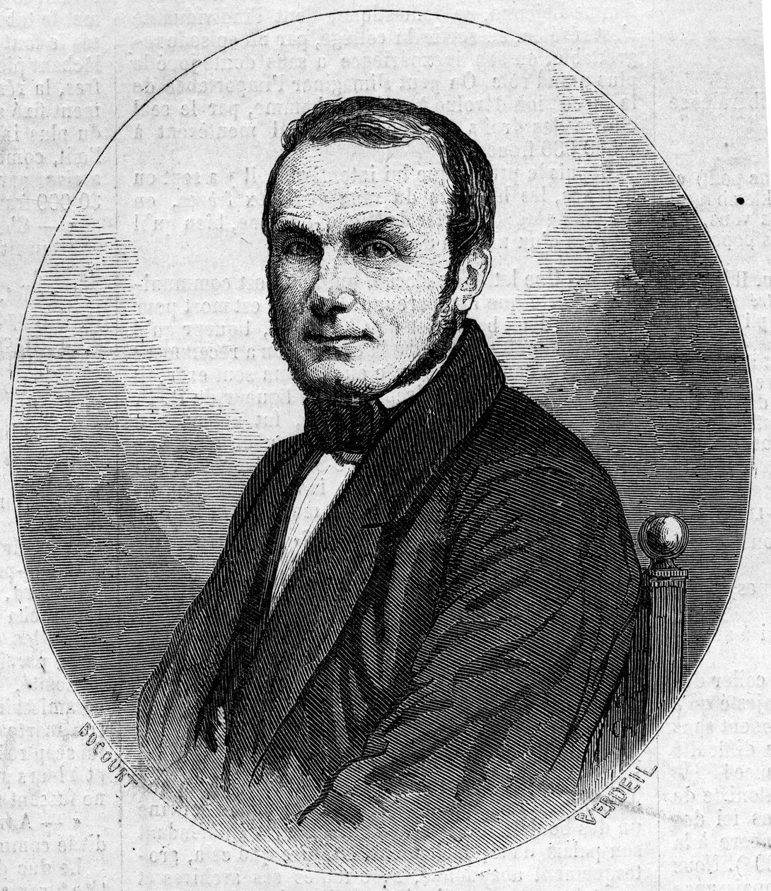 Portrett av Isidore Geoffroy Saint Hilaire Saint Hilaire (Saint-Hilaire) (1805-1861), fransk zoolog, sønn av Etienne Geoffroy Saint-Hilaire. Gravering i "" The Illustrated World"" nr. 241 av 23. november av French School