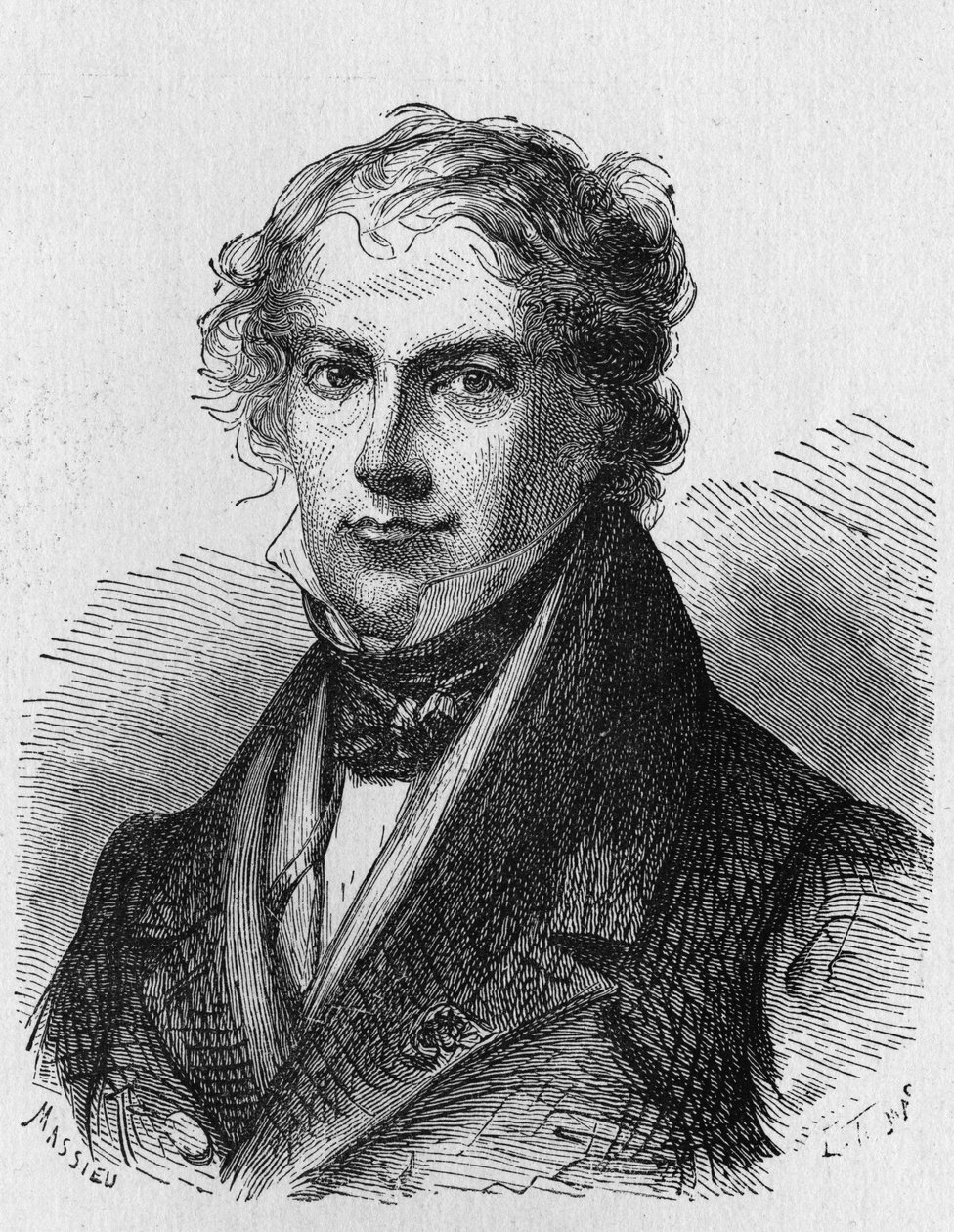 Portrait of J. B. Biot (1774 - 1862), French physicist - in “” Album de la Science; illustrious scientists; Great discoveries””” 1896. av French School