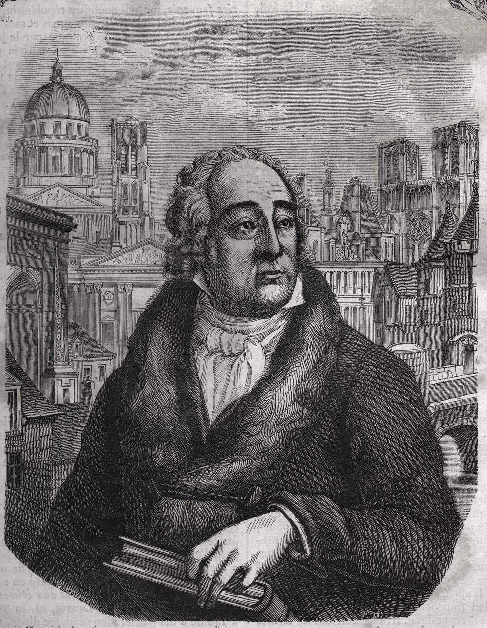 Portrett av Jacques-Antoine Dulaure (Jacques Antoine) (1755-1835) fransk arkeolog og historiker - Gravering i "Paris fysiske, sivile og moralske historie: fra de første historiske tider til i dag" av Jacques Antoine Dulaure. 1853 av French School
