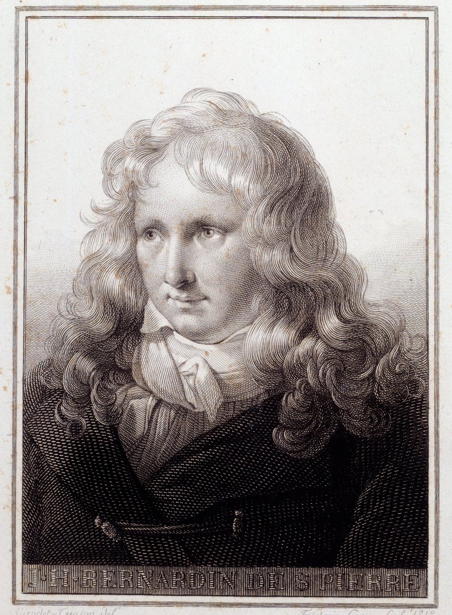 Portrett av Jacques Henri Bernardin de Saint Pierre (Saint-Pierre) (1737-1814), fransk forfatter. Anonym gravering fra 1700-tallet. Paris, Sorbonne-biblioteket av French School