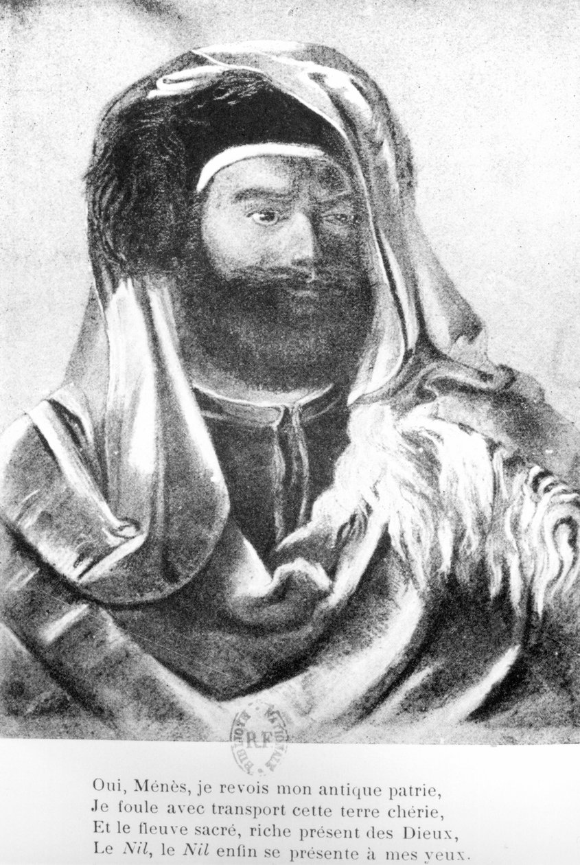 Portrett av Jean-Francois Champollion (1790-1832) i orientalsk kostyme av French School