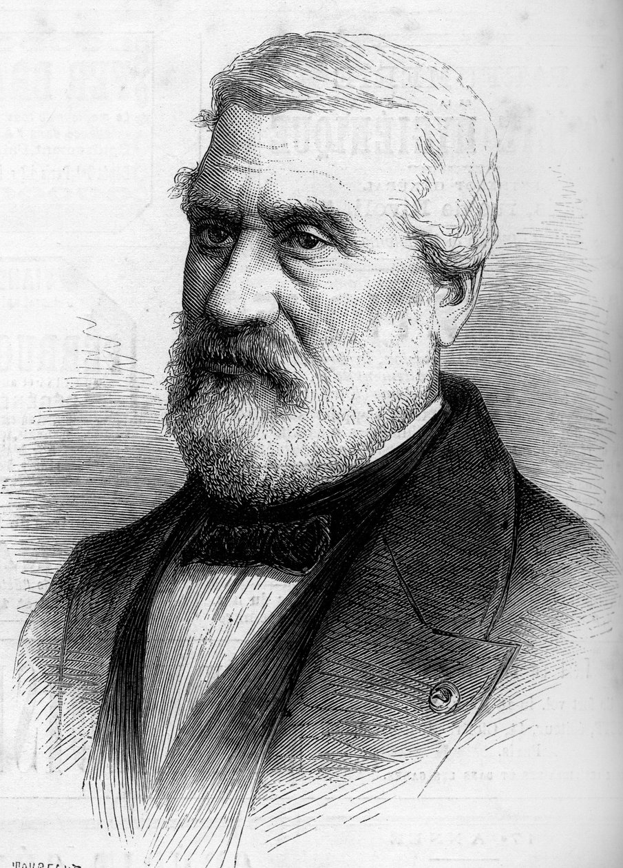 Portrett av Jean Antoine Theodore, Baron Gudin (1802-1880), fransk maler. Gravering i "" Le Monde Illustré"" nr. 1206 av 8. april 1880. av French School