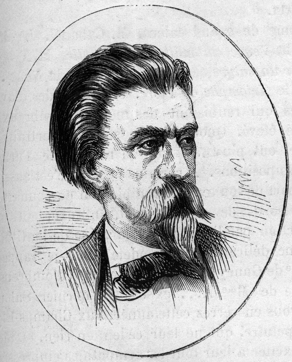 Portrett av Jean Baptiste (Jean-Baptiste) Carpeaux (1827-1875), fransk billedhugger. Gravering i "" Le Monde Illustré"" nr. 890 av 2. mai 1874. av French School