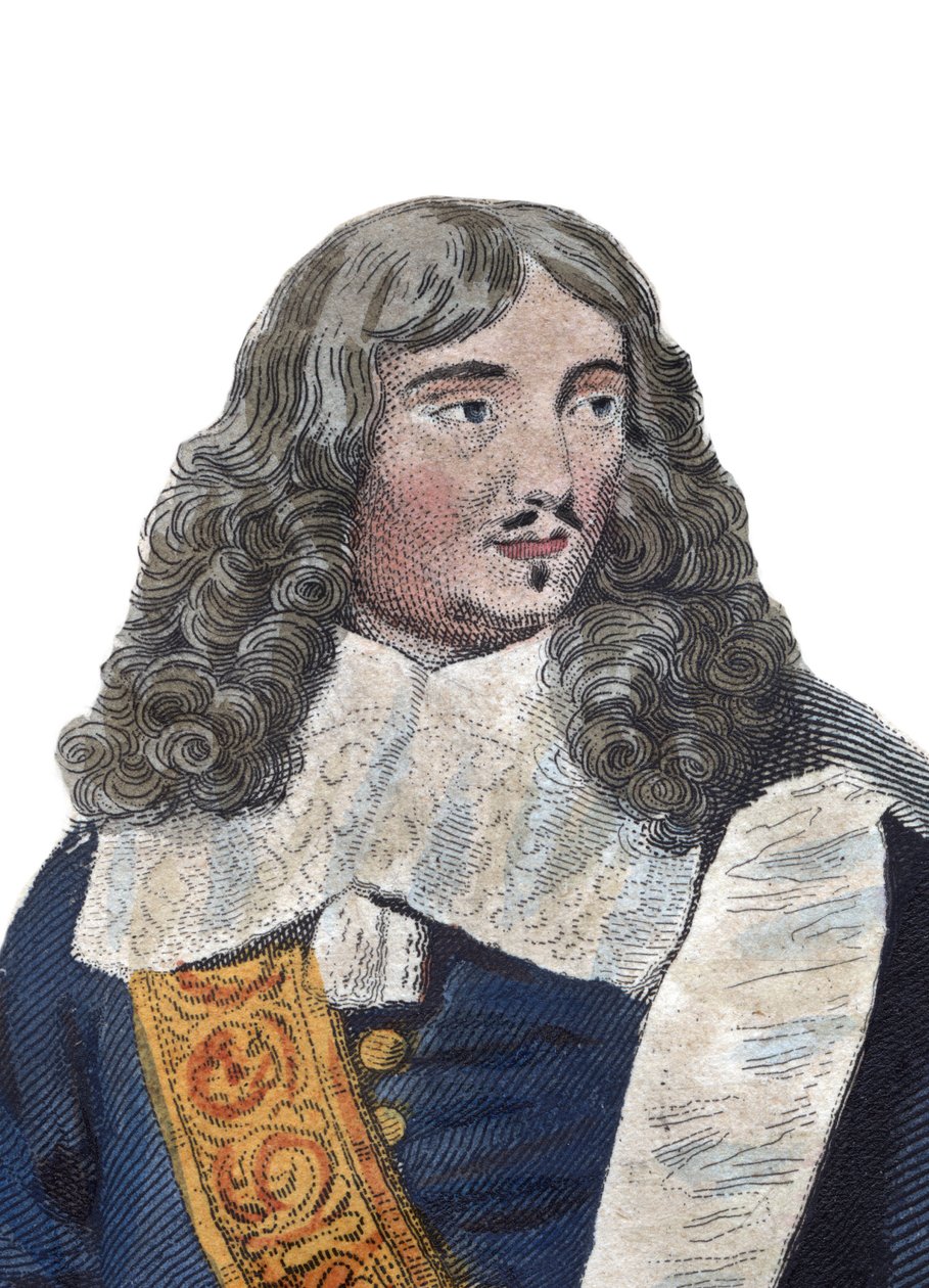 Portrait of Jean Baptiste (Jean-Baptiste) Colbert (1619-1683), French politician. illustration from “” Le Plutarque Français”” by Edmond Mennechet av French School