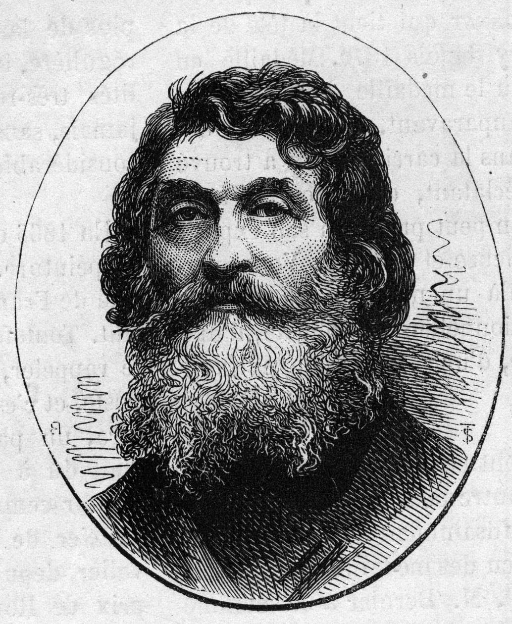 Portrett av Jean Baptiste Paul Cabet (1815-1876), fransk billedhugger. Gravering i "" Le Monde Illustré"" nr. 890 av 2. mai 1874. av French School