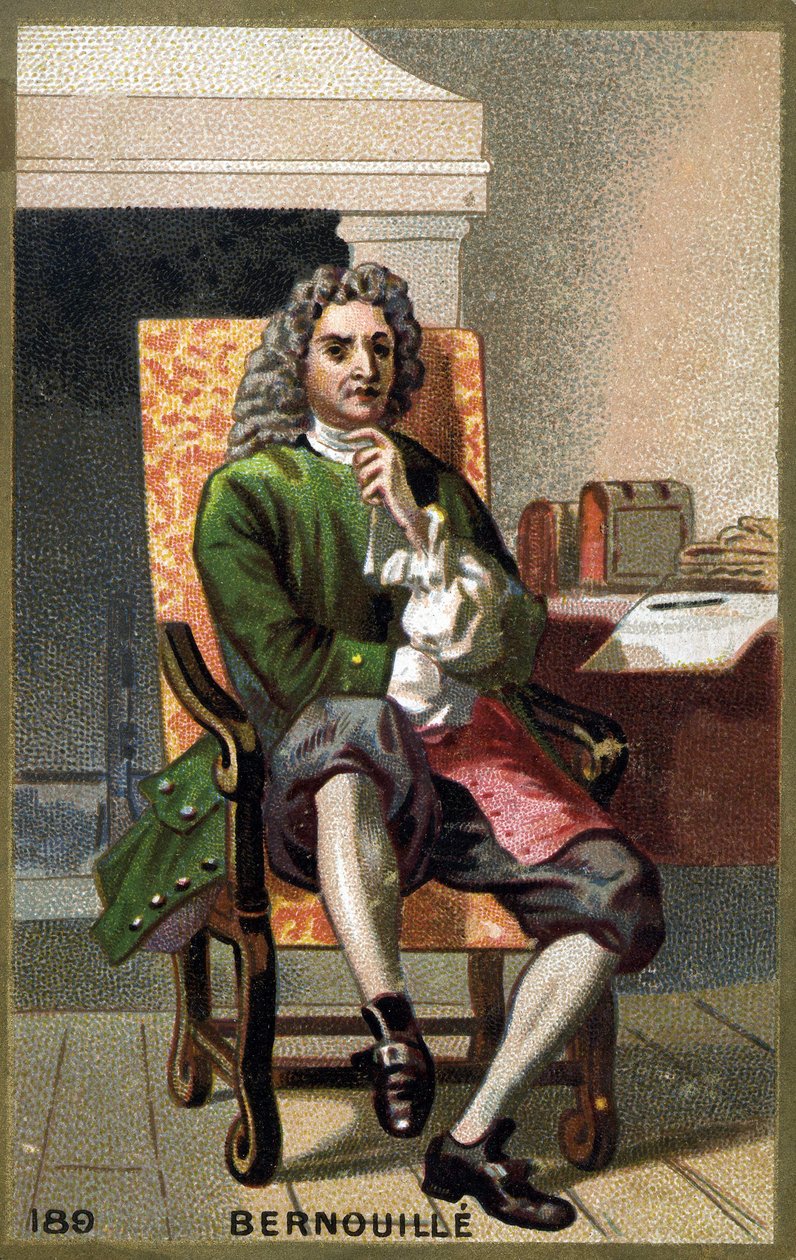 Portrett av Jean Bernoulli (Johann Bernouilli) (1667-1748) Kromolitografi fra slutten av 1800-tallet. av French School