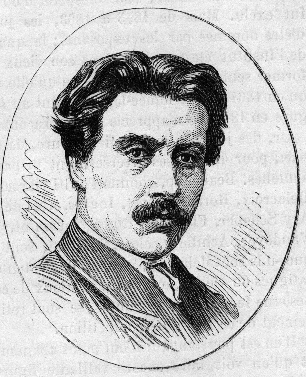 Portrett av Jean Falguiere 1831-1900), fransk billedhugger. Gravering i "" Le Monde Illustré"" nr. 890 av 2. mai 1874. av French School