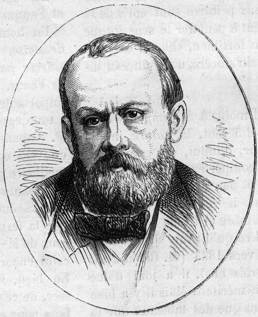 Portrait of Jean Joseph Perraud (1819/1821-1876), French sculptor. Engraving in “” Le Monde Illustré”” n°890 of 2 May 1874. av French School