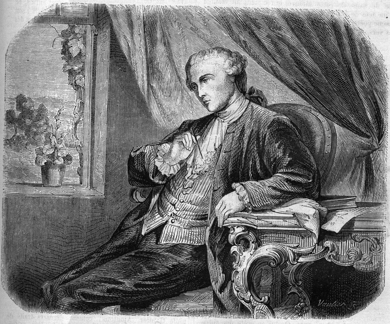 Portrett av Jean Le Rond d'Alembert (1717-1783), fransk filosof, forfatter og matematiker. Gravering fra 1866-1867. av French School