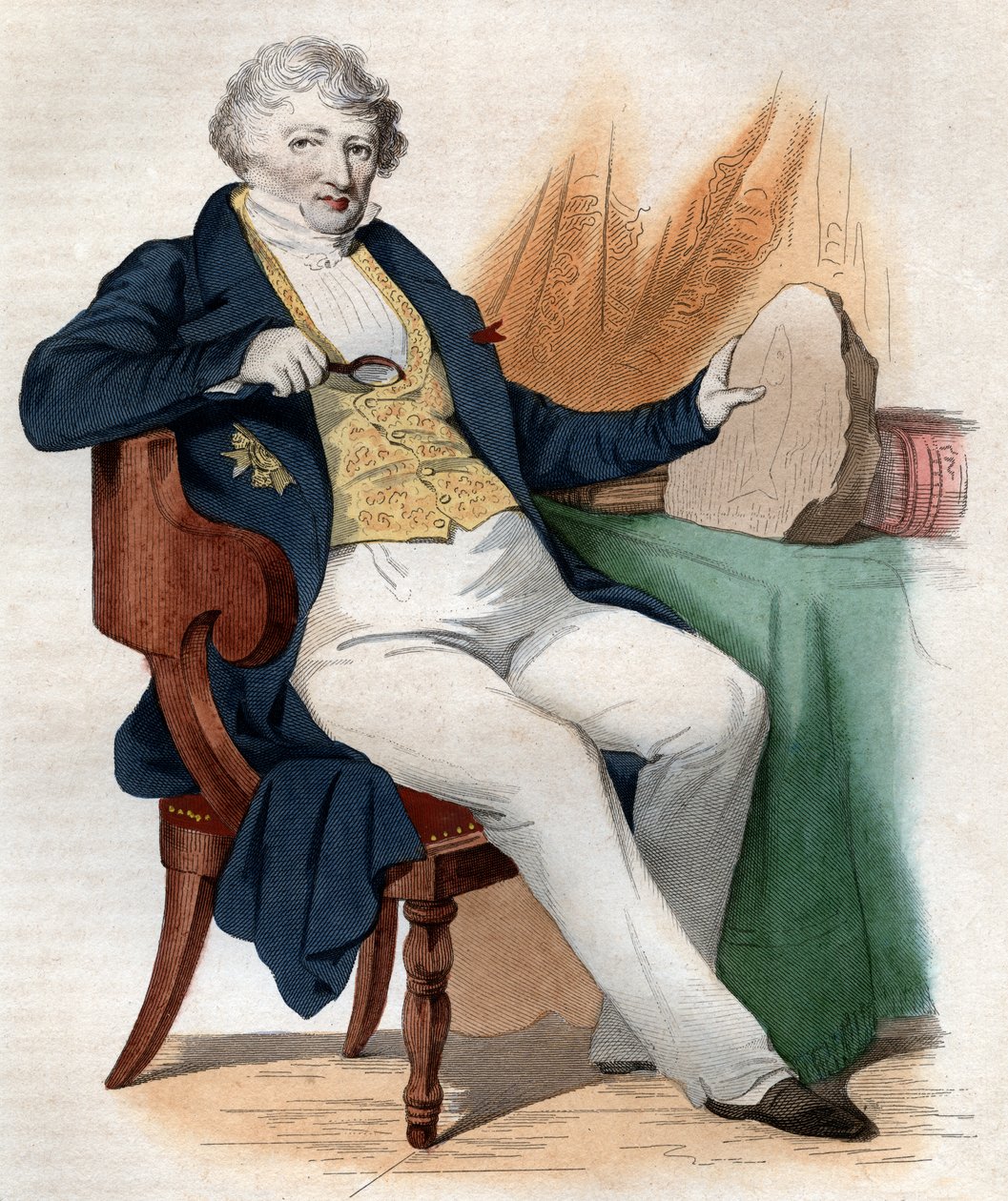Portrett av Jean Leopold Nicolas Frederic Cuvier kjent som Georges Cuvier (1769-1832), fransk naturforsker og zoolog. av French School