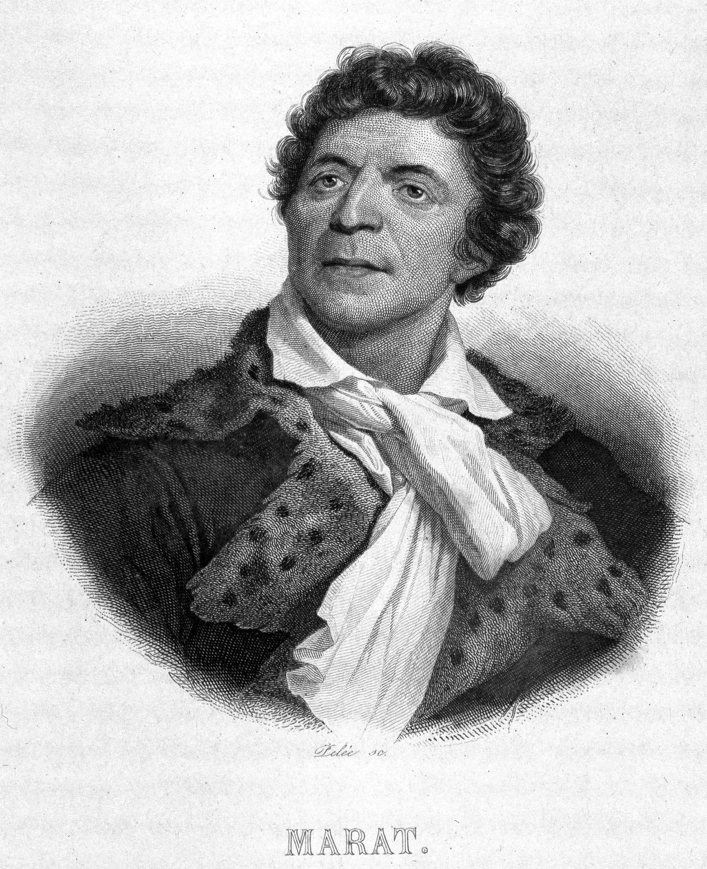 Portrett av Jean Paul Marat (1743 - 1793) - i "" Revolution francaise"" av Thiers. 1800-tallet av French School