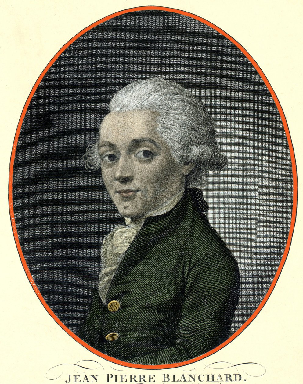 Portrett av Jean Pierre (Jean-Pierre) Blanchard (1753-1809), fransk aeronaut. av French School