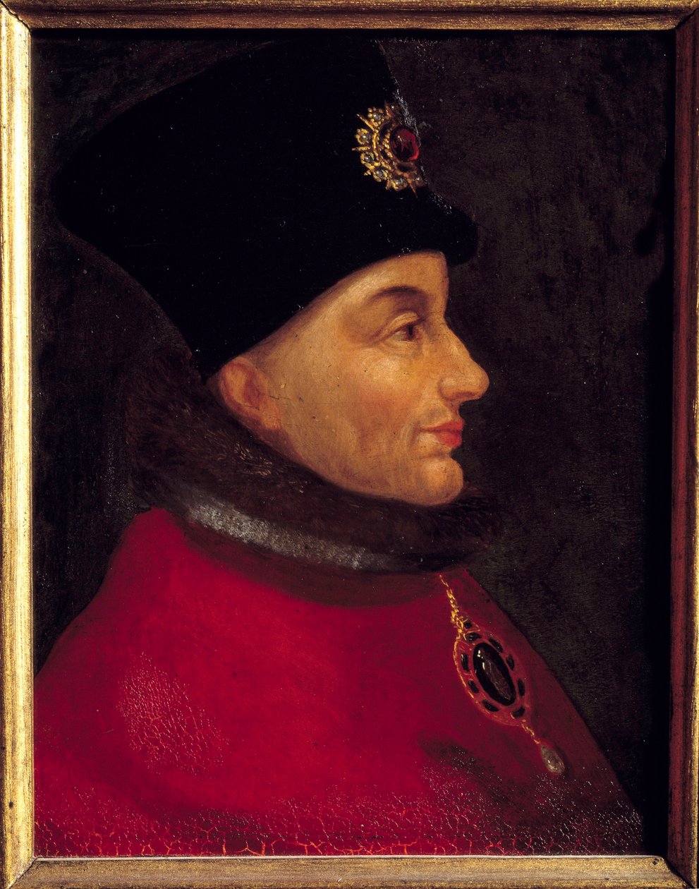Portrett av Jean Sans peur, hertugen av Burgund (1371-1419) Maleri av den franske skolen. 1500-tallets søn. 0,4x0,17 m av French School