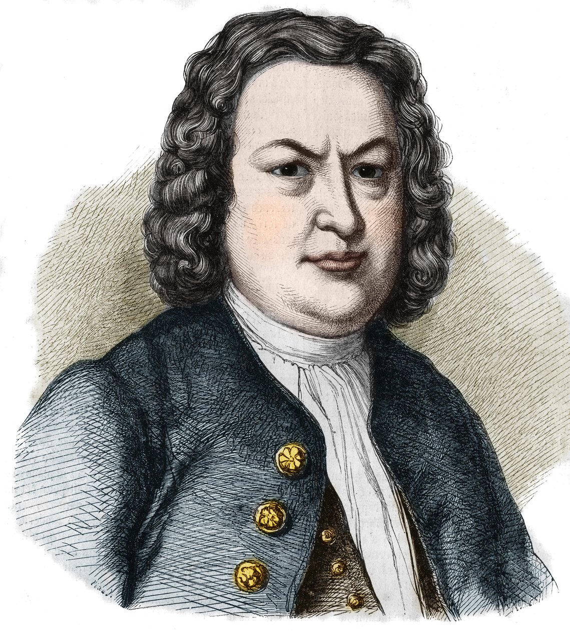 Portrait of Jean Sebastian (Johann Sebastian) Bach (1685-1750) German composer. Engraving from 1858. av French School