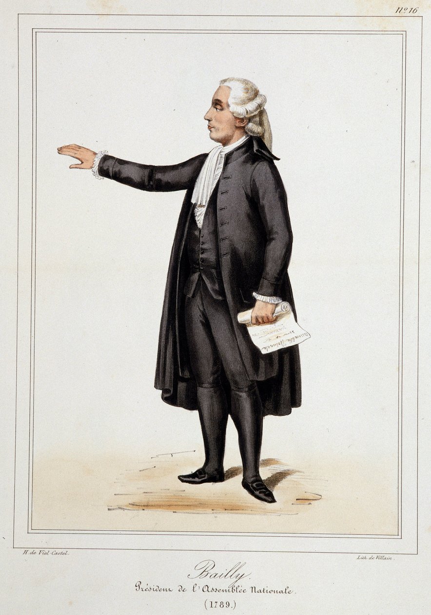 Portrett av Jean Sylvain Bailly (1736 - 1793) - i "" Samling av kostymer, våpen og møbler for historien til den franske revolusjonen og imperiet" av Horace de Viel-Castel (Viel Castel) av French School