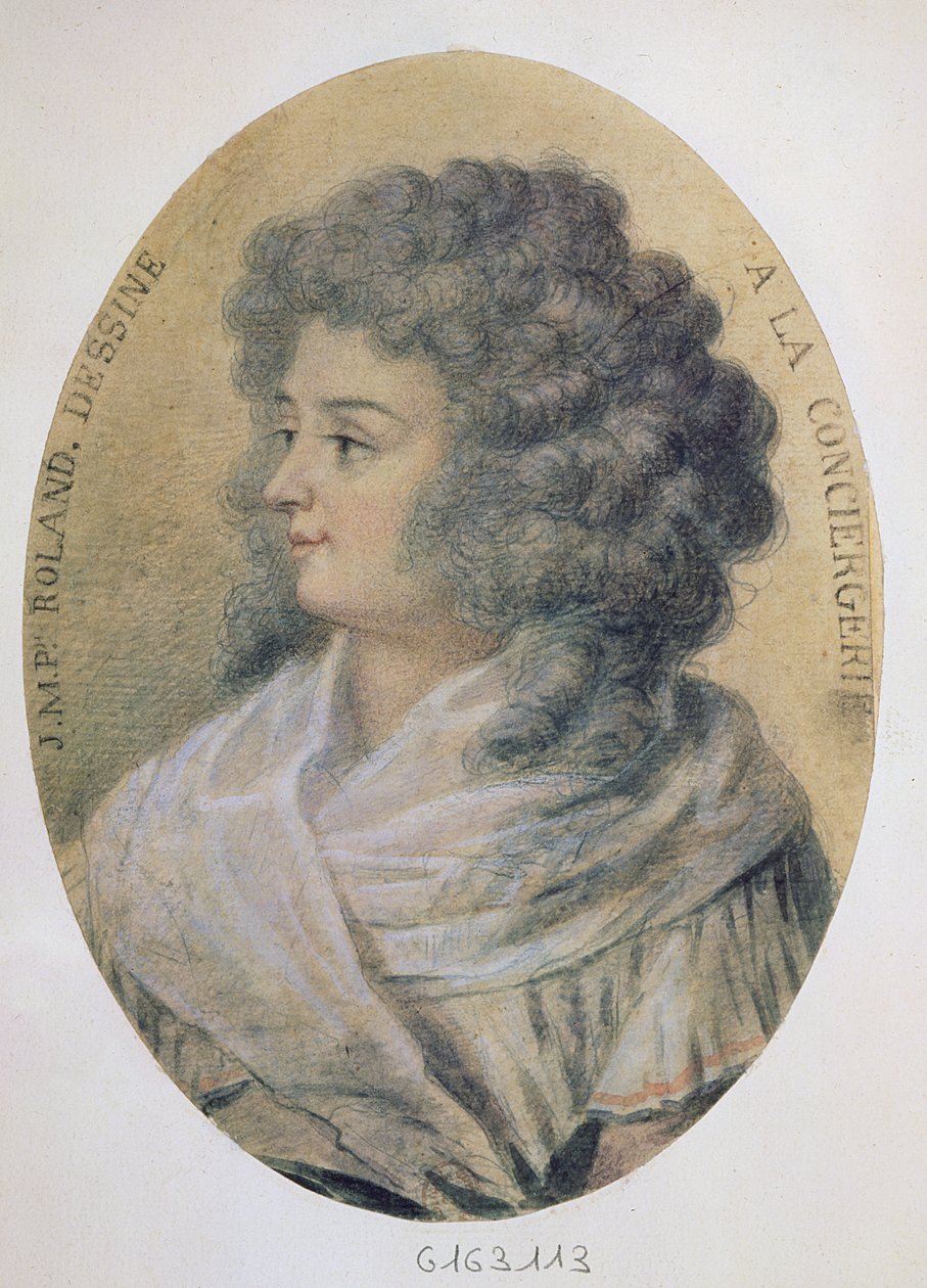 Portrett av Jeanne-Marie Roland de la Platiere (nee Philippon) (1754-93) på Conciergerie av French School