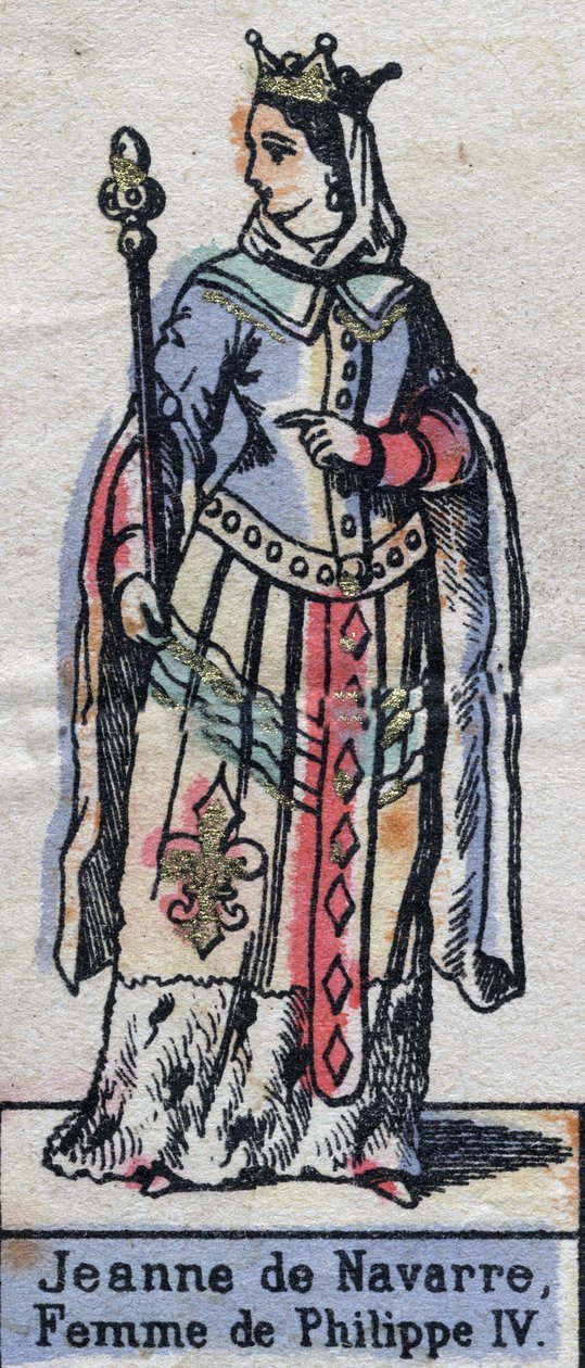 Portrett av Jeanne Iere av Navarre (1273-1304), kone til Filip IV av Frankrike. (Kapetisk dynasti). Illustrasjon sent på 1800-tallet. av French School