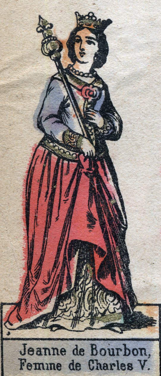 Portrett av Jeanne de Bourbon (1337-1378), kone til Charles V av Frankrike. (Kapetisk dynasti). Illustrasjon sent på 1800-tallet. av French School