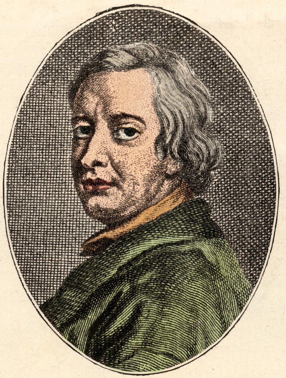 Portrett av John Dryden, engelsk poet, (1631-1700). av French School