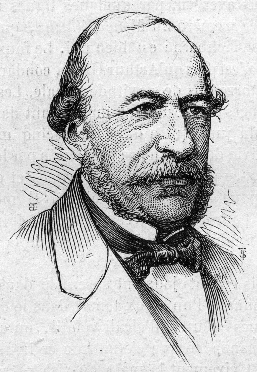 Portrett av Joseph Autran (1813-1877), fransk poet og akademiker. Gravering i "" Le Monde Illustré"" nr. 883 av 14. mars 1874. av French School