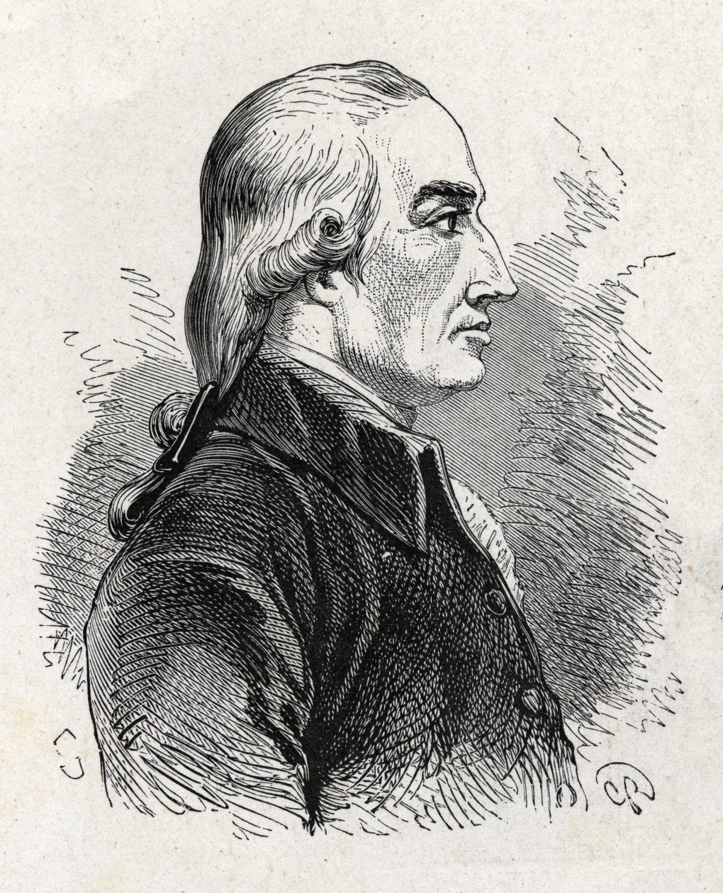 Portrait of Joseph Black (1761 - 1799), British physicist and chemist (discovery of magnesia) - in “” Album of Science; illustrious scientists; Great discoveries””” 1896. av French School