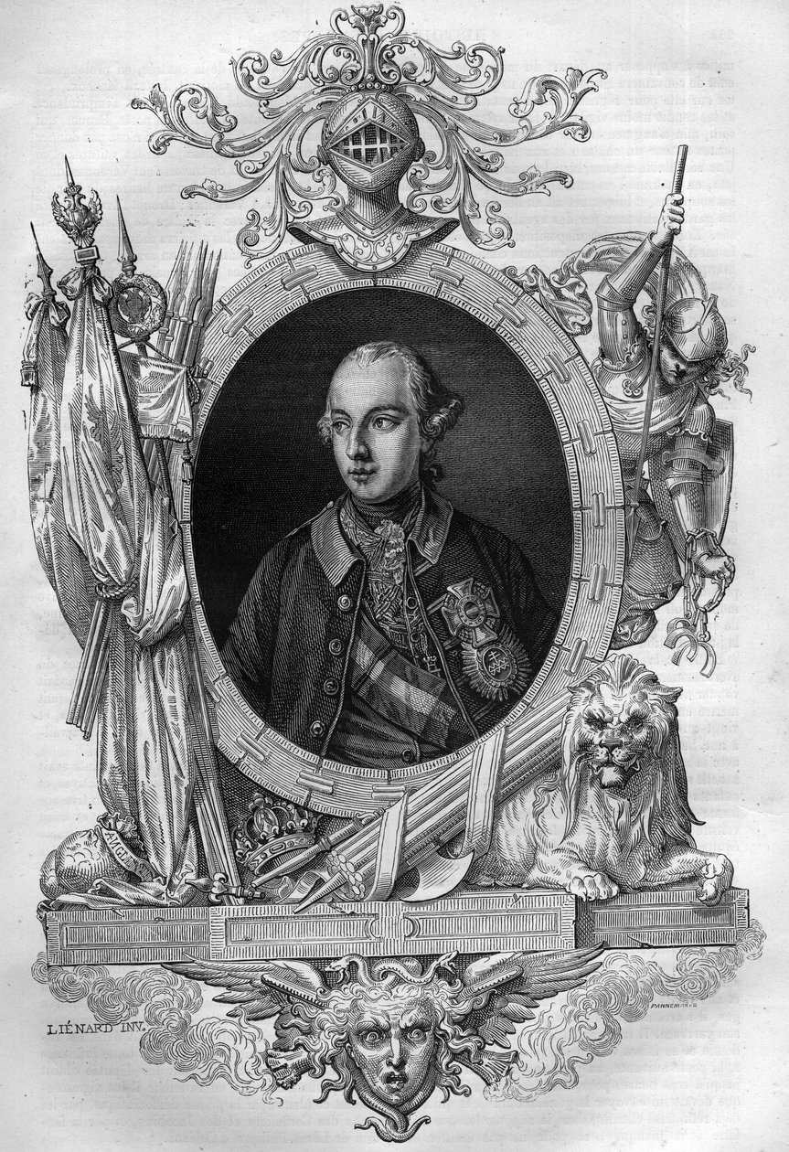 Portrett av Joseph II (1741-1790), keiser av Østerrike Gravering i "Histoire des Papes-King-Queen-and-Empereurs a travers les centuries"" av Maurice Lachatre av French School