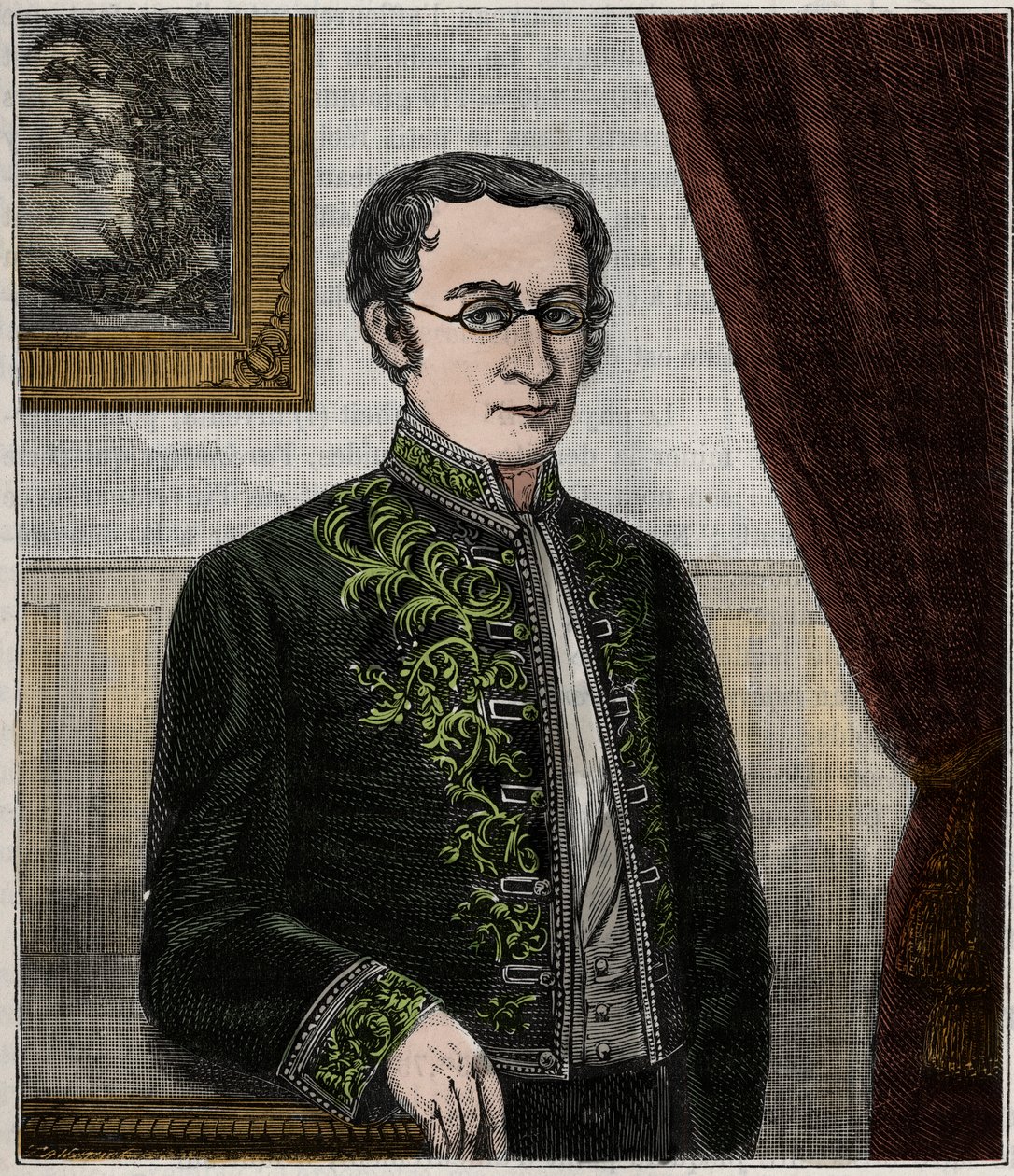 Portrett av Joseph Louis Gay-Lussac (1778-1850), fransk kjemiker - Portrett av Louis-Joseph Gay-Lussac (Louis Joseph Gay Lussac) (1778-1850), fransk fysiker og kjemiker - Gravering i "Vitenskaper gjort tilgjengelig for alle - fysikk og kjemi populær»  av French School