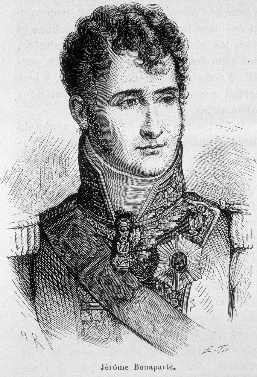 Portrett av Jérôme Bonaparte (1784 - 1860) - i "" The History of France"" av Henri Martin av French School