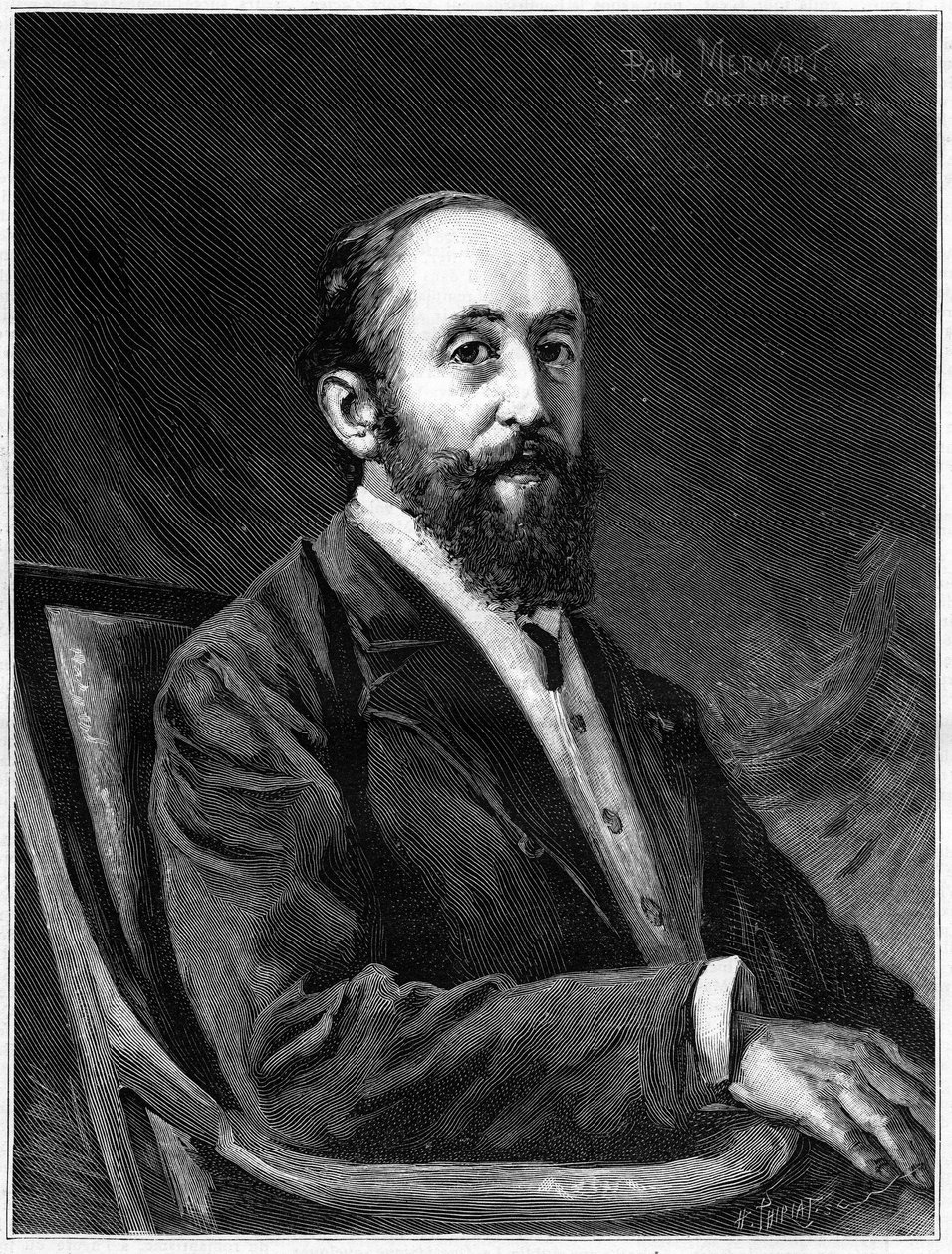 Portrait of Jules Claretie (1840-1913), French novelist and member of the French academy between 1888 and 1913, In “” The Illustrous World” av French School