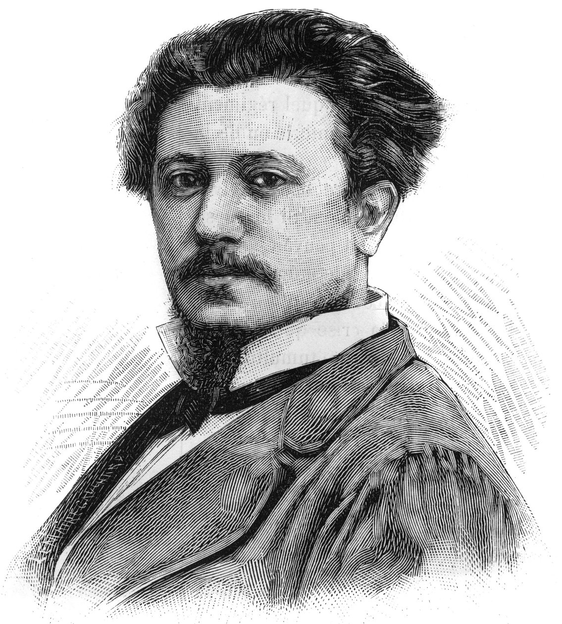 Portrett av Karl Daubigny (1846-1886), fransk maler. Gravering i "" The Illustrated World"", 5. juni av French School