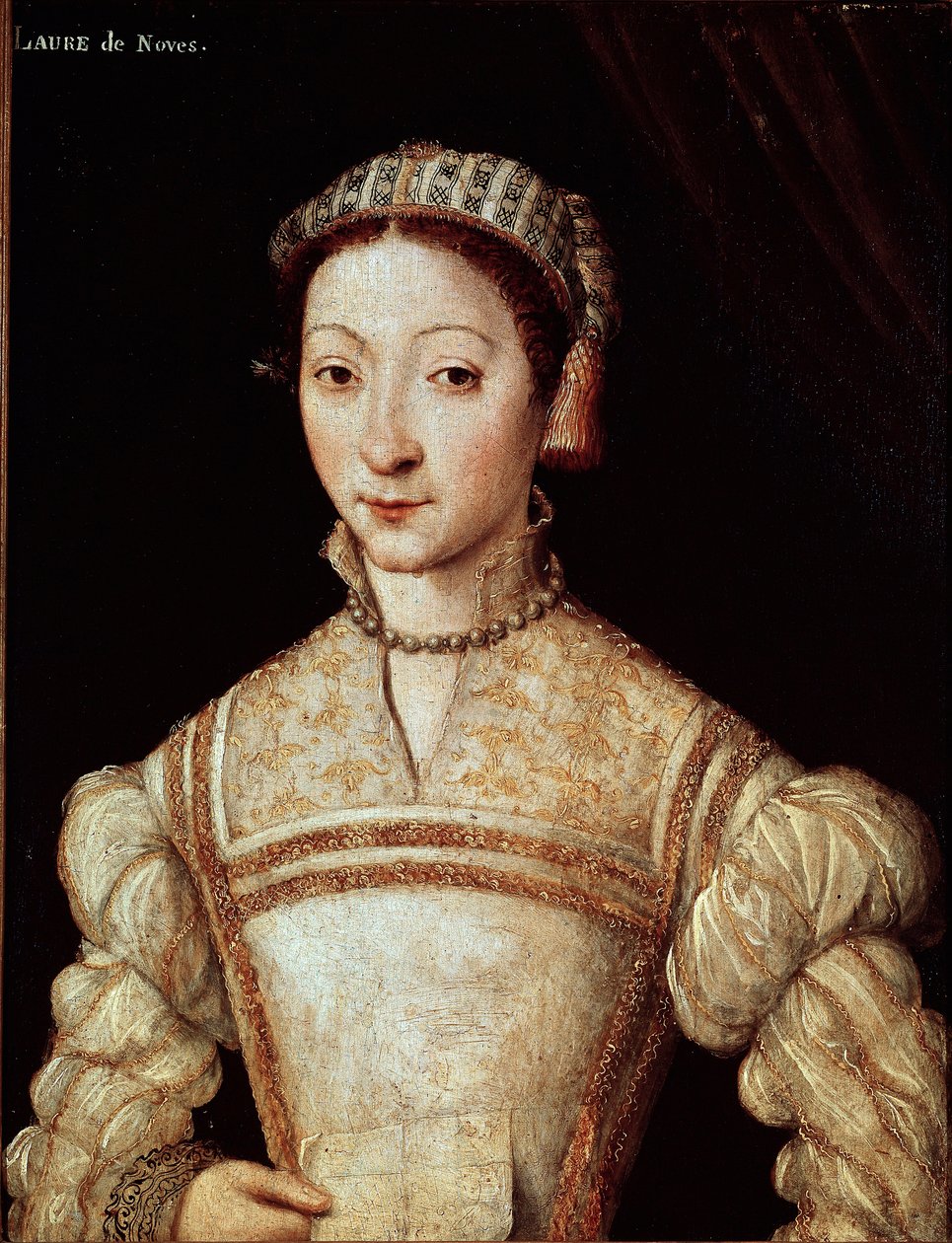 Portrett av Laure (Laura) av Noves (1308-1348), kvinne aimee de Petrarque (Francesco Petrarca) Maleri av den franske skolen på 1500-tallet Sun. 21 x 28 cm Chantilly, musee Conde - Portrett av Laura de Noves (1308-1348), Francesco Petrarcas elskede kvinne av French School