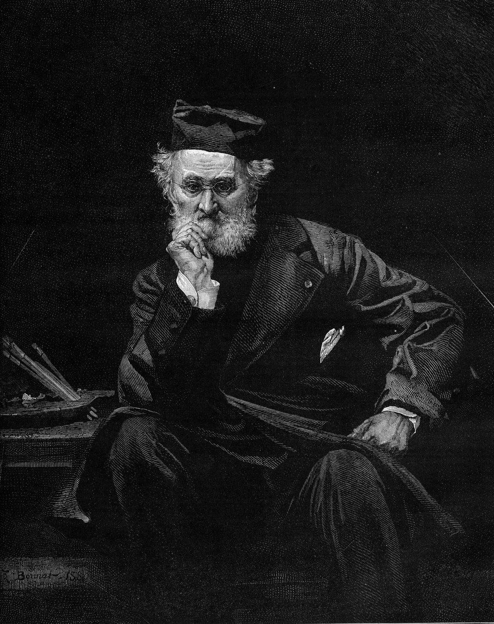 Portrait of Leon Cogniet (1794-1880), French painter. Engraving in “” Le Monde Illustré”” n°1236 of 4 December 1880. av French School