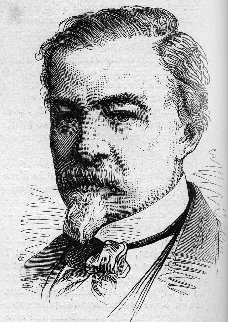 Portrait of Leon Plee (1815-1879), French journalist and writer. Engraving in “” Le Monde Illustré”” n°1141 of February 8 av French School