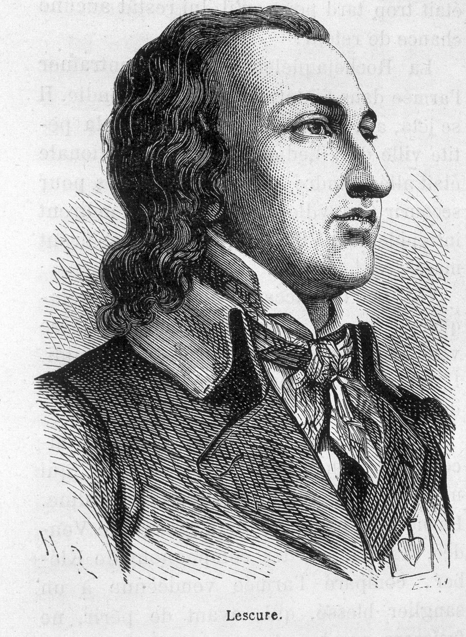 Portrett av Lescure, Vendée-sjef (1766 - 1793) - i "" The History of France"" av Henri Martin av French School
