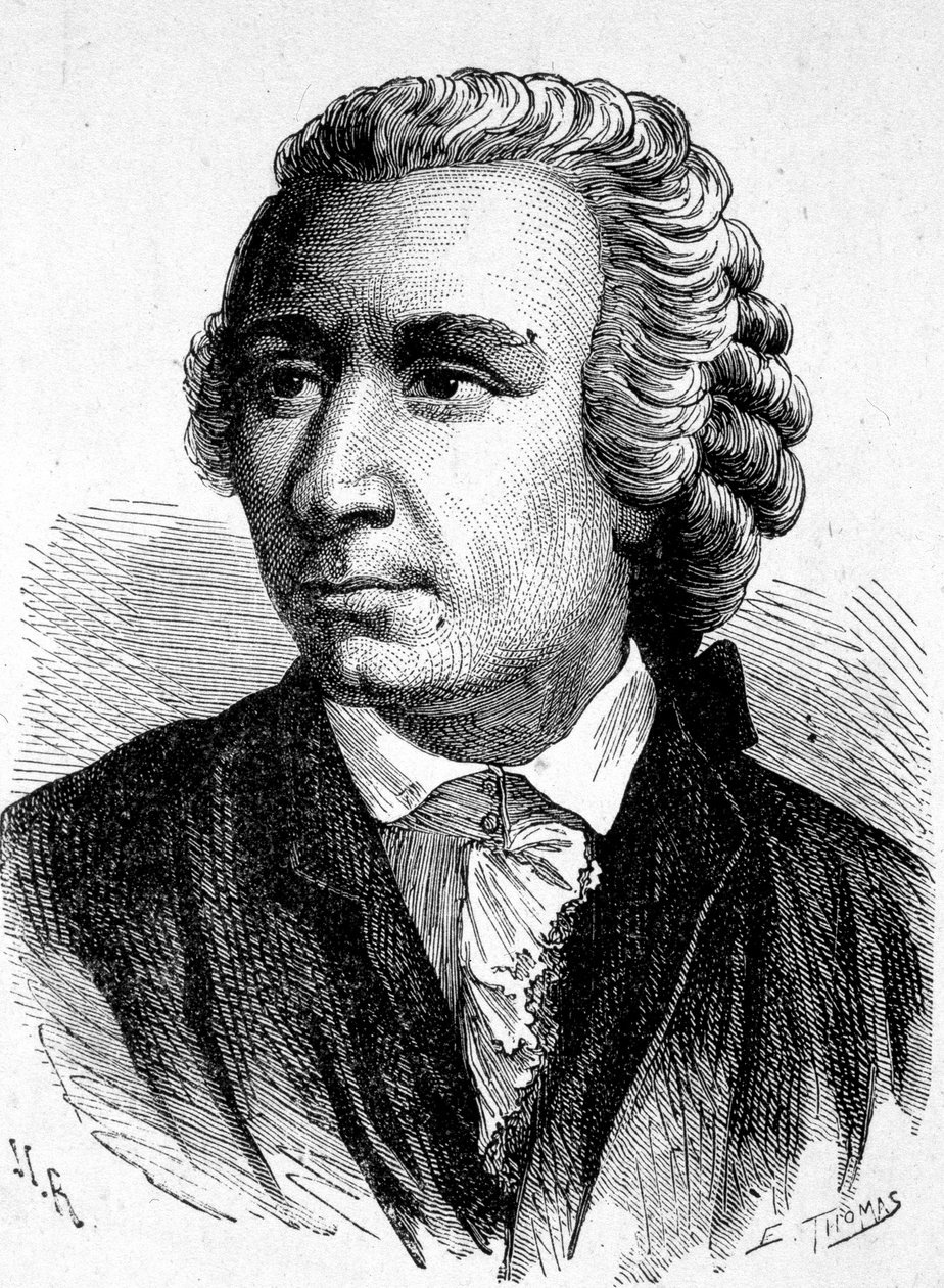 Portrett av Léon (Leonhard) Euler (1707 - 1783), sveitsisk matematiker - i "" Album of Science; berømte vitenskapsmenn; Store funn""" 1896. av French School