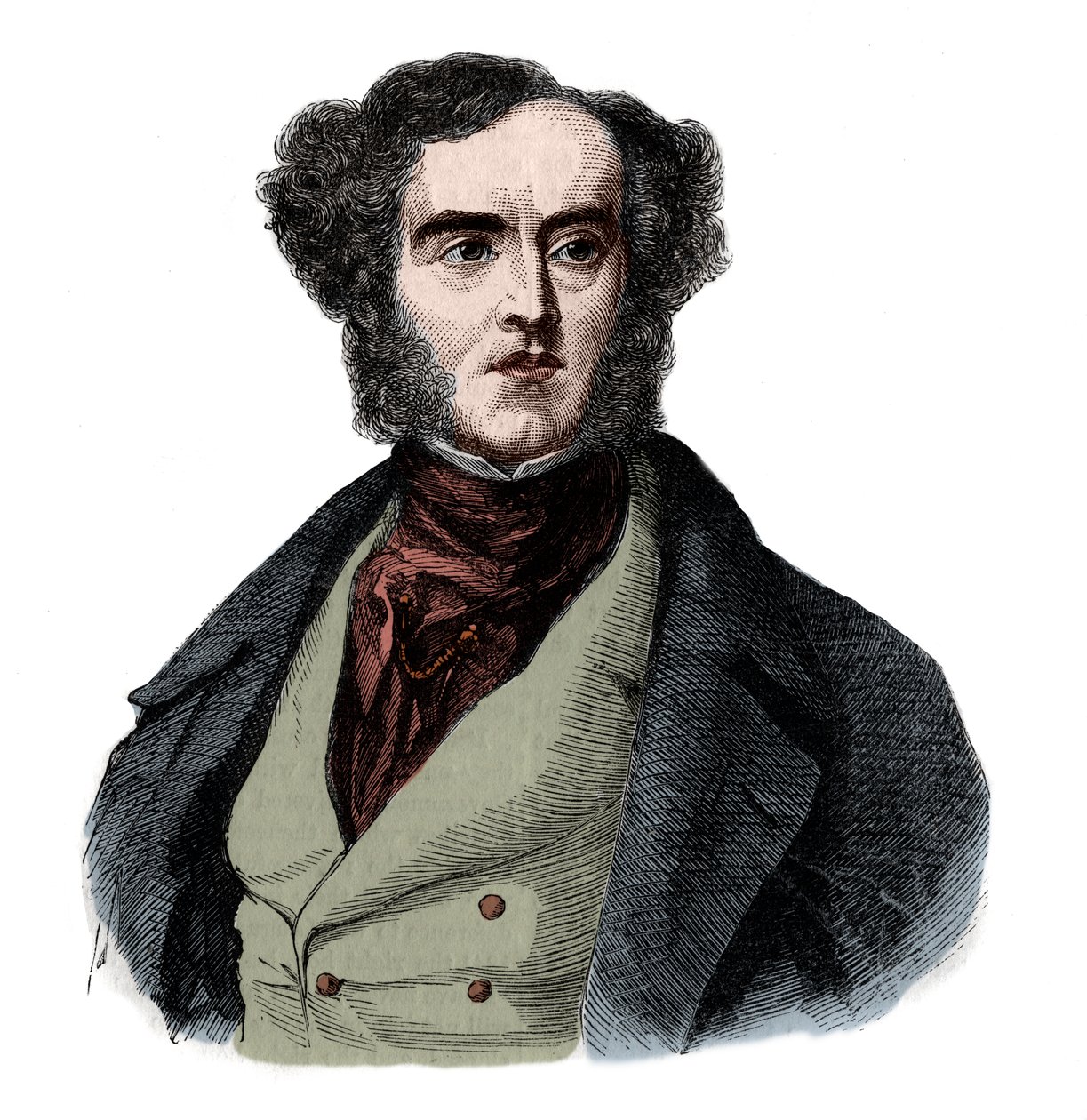 Portrett av Lord George Cavendish Bentinck (1802-1848), engelsk statsmann og idrettsmann. av French School
