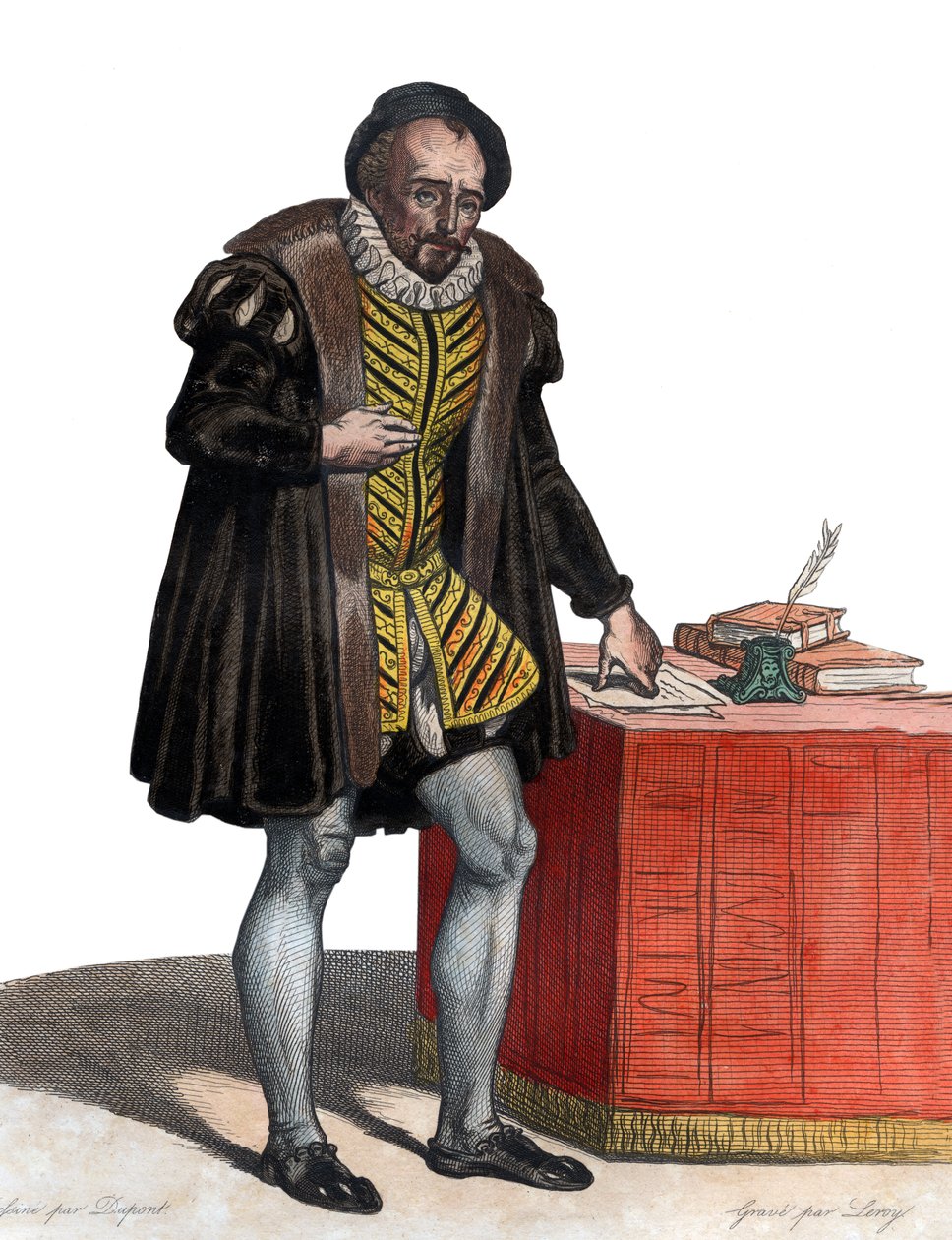 Portrett av Lord Michel Eyquem de Montaigne (1533-1592), fransk forfatter. av French School