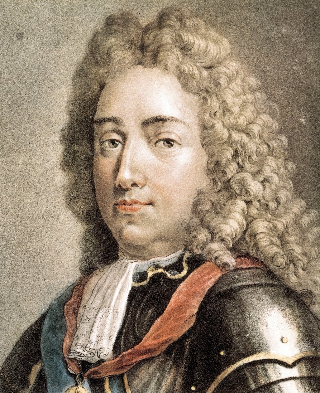 Portrett av Louis-Joseph av Bourbon, hertugen av Vendome, fargegravering av French School