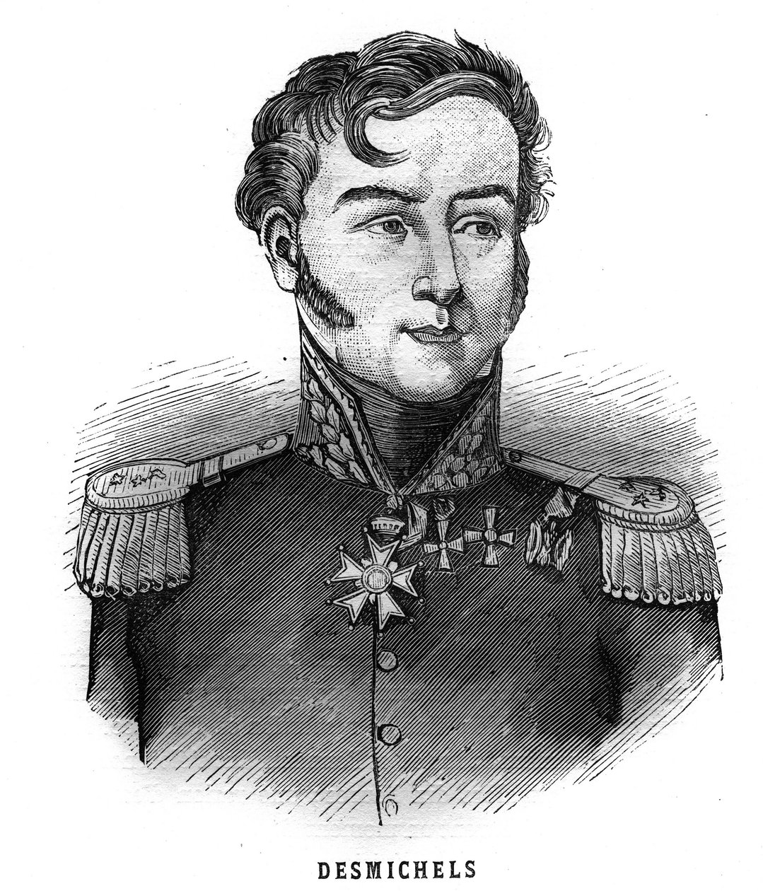 Portrait of Louis Alexis Desmichels, general francais (1779-1845). Engraving in “Les Illustrations De L