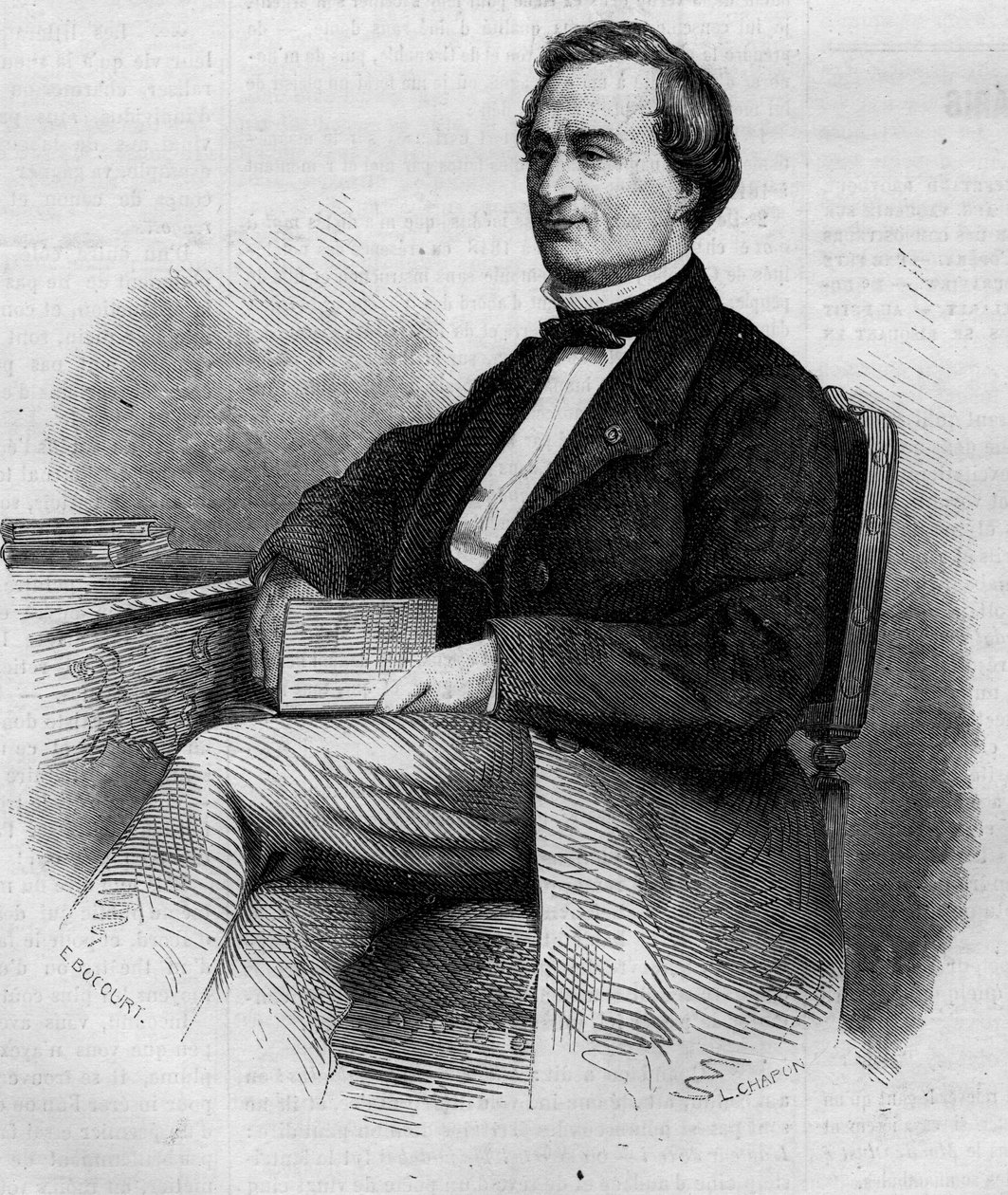 Portrett av Louis Bernard Bonjean (1804-1871), fransk sorenskriver og senator. Gravering i "" Le Monde Illustré"" nr. 309 av 14. mars 1863. av French School